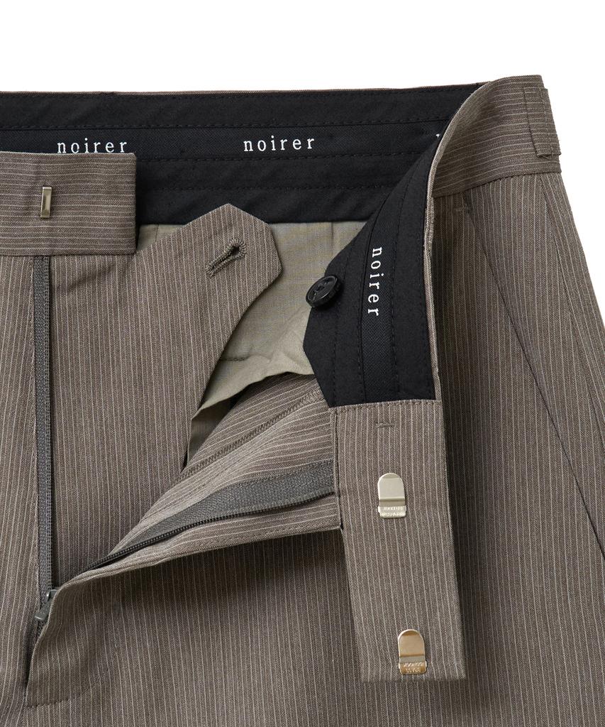 NOIRER Pinstripe Flare Slacks (Khaki Beige)