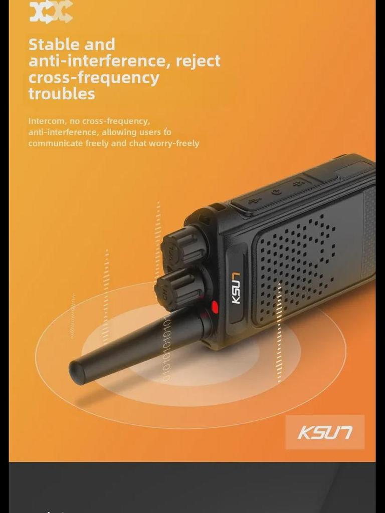 KSU7 Ruční vysílačka: 8W Vysoký výkon, Rychlé nabíjení USB, Silný venkovní signál, Mini design (x26).