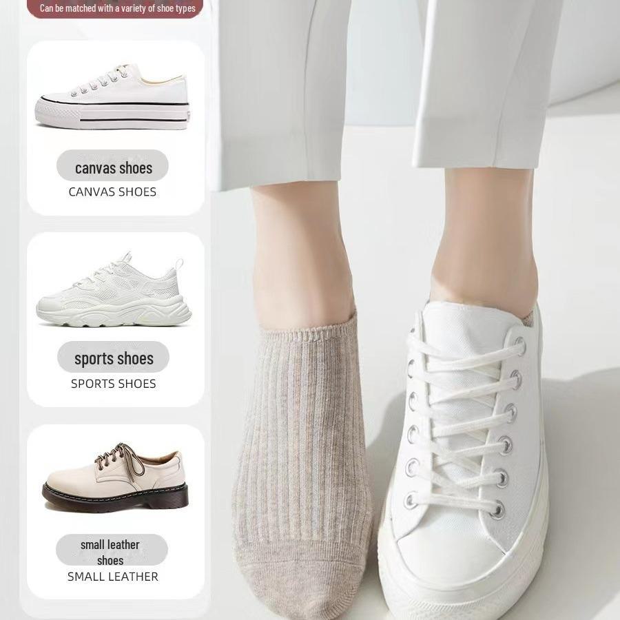 Women's Non-Slip Cotton Boat Socks - Invisible, No-Show, Short for Spring/Summer