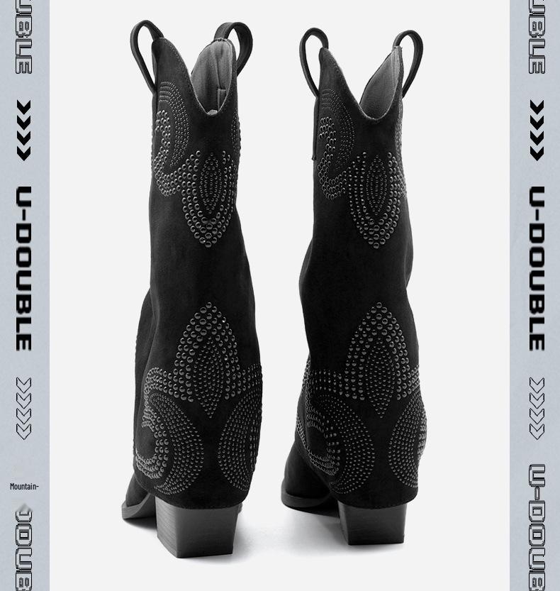 2025 Fall/Winter Merrell Women's Vintage Western High-Heel Knee-High Cowboy Boots