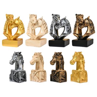 Horse Head Statue Ornament Horse Animal Sculptures Horse Figurines Decorative Objects for Home Office Bookshelf Table