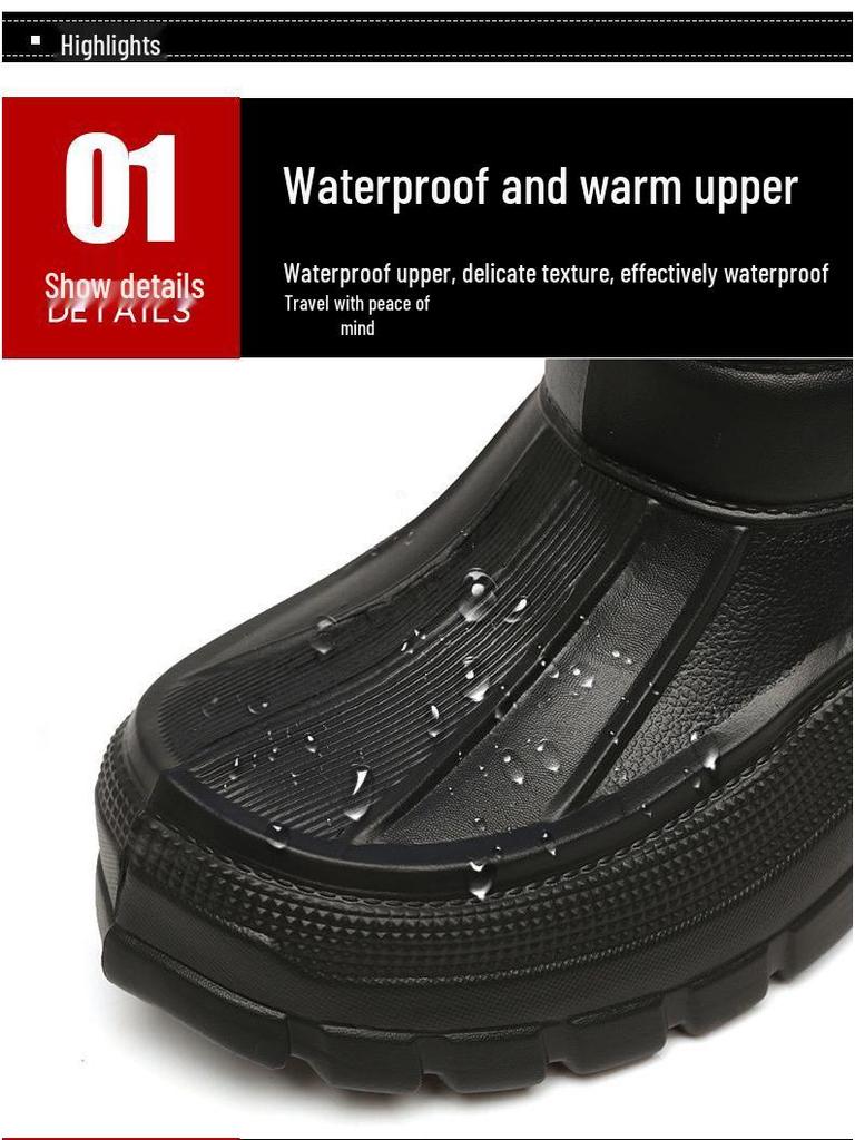 Men's Thickened Non-Slip Waterproof Snow Boots – Fleece-Lined and Cold-Proof for Winter Fishing