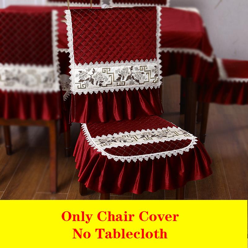 Capa de almofada para cadeira de luxo europeia leve, toalha de mesa, almofada para cadeira de jantar, capa de mesa para casa, capa de cadeira de elastano, jacquard, vermelho, 1 peça