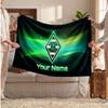 Borussia Mönchengladbach Personalisierte Fleecedecke Mit Fußballlogo, Individueller Name Text Weich Warm Zuhause Überwurfdecke