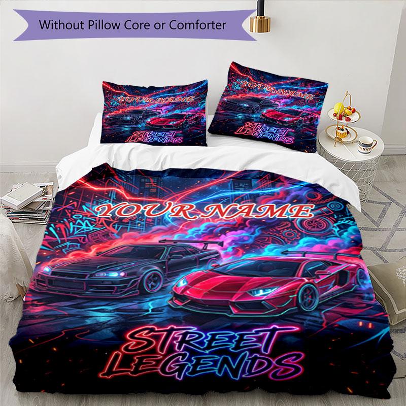 3PC Custom Name Street Legends Night Bedding Set Duvet Cover Closure Includes 1 Duvet Cover & 2 Pillowcases for Bedroom