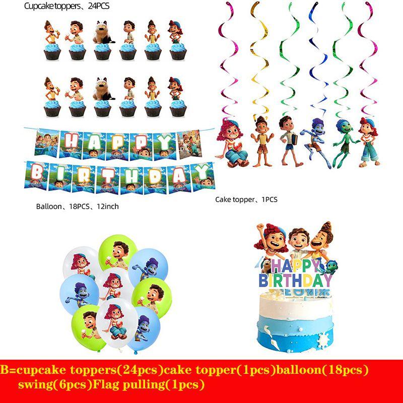 Vibrant Luca Party Ocean Cartoon Character Theme Disposable Cake Ornaments