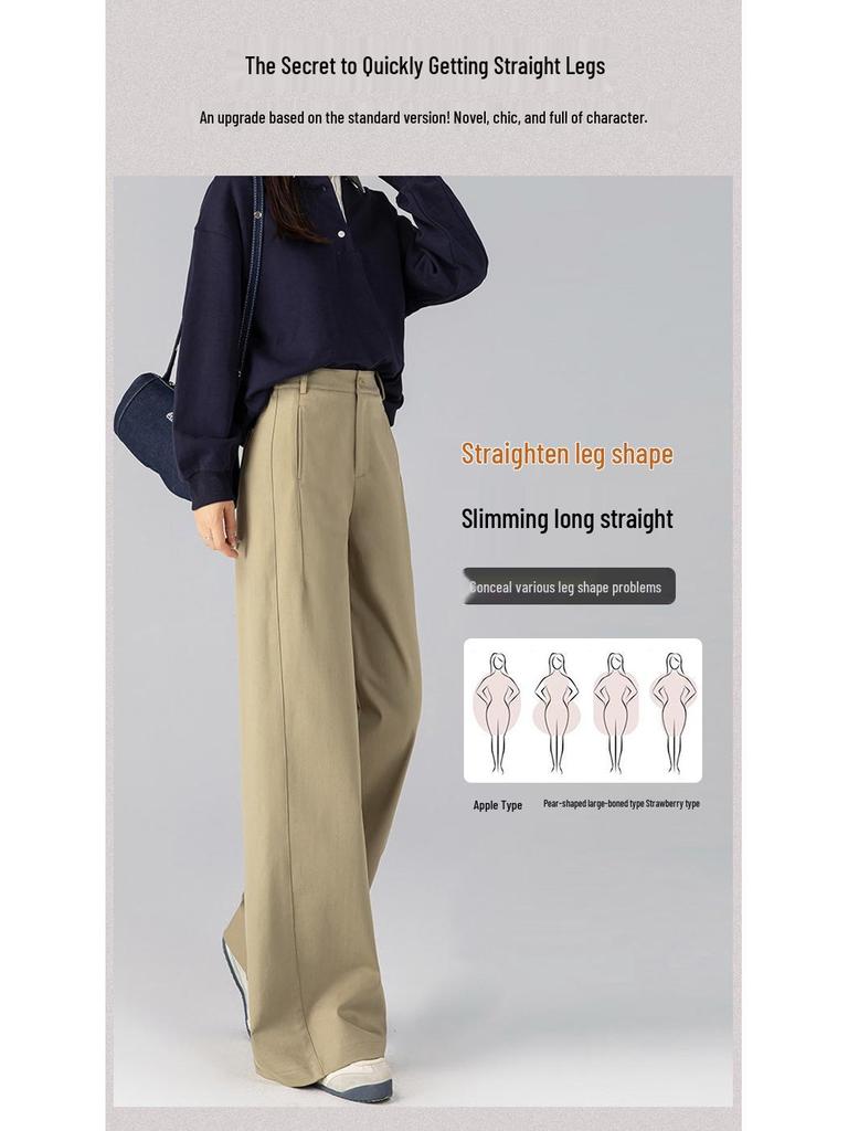 Zhengzhou Women's Curved Blade Wide-Leg Pants - Loose, Versatile Spring Fashion Pear Shape Trousers.