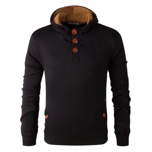 Mens Cowl Winter Neck Hooded Sweatshirt Coat Jacket Outwear Sweater Tops Jumper