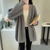 Chic Loose Casual Mid Length Knitted Cardigan Sweater Women Autumn and Winter V Neck Warm Women Sweaters Jacket Elegant Vintage Solid Cardigans 25250