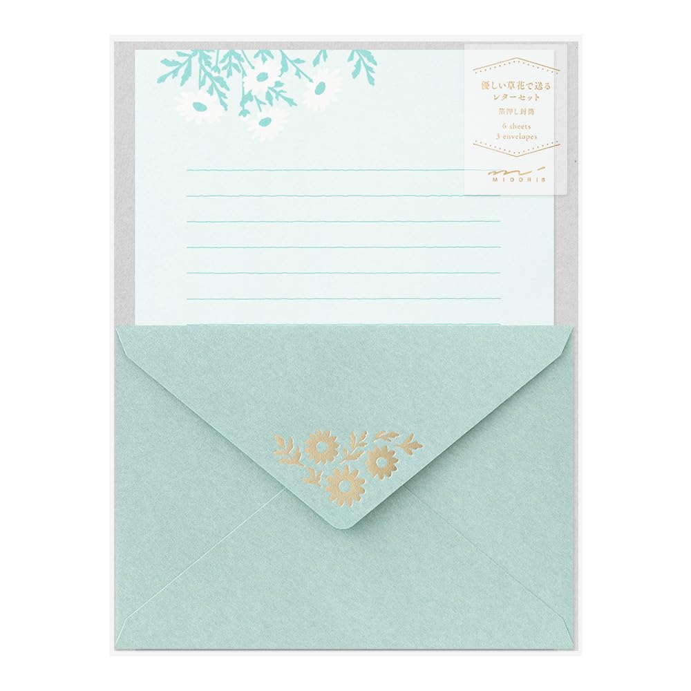 Midori Letter Margaret 86515006 Set, Foil-Stamped Envelopes, Pattern,