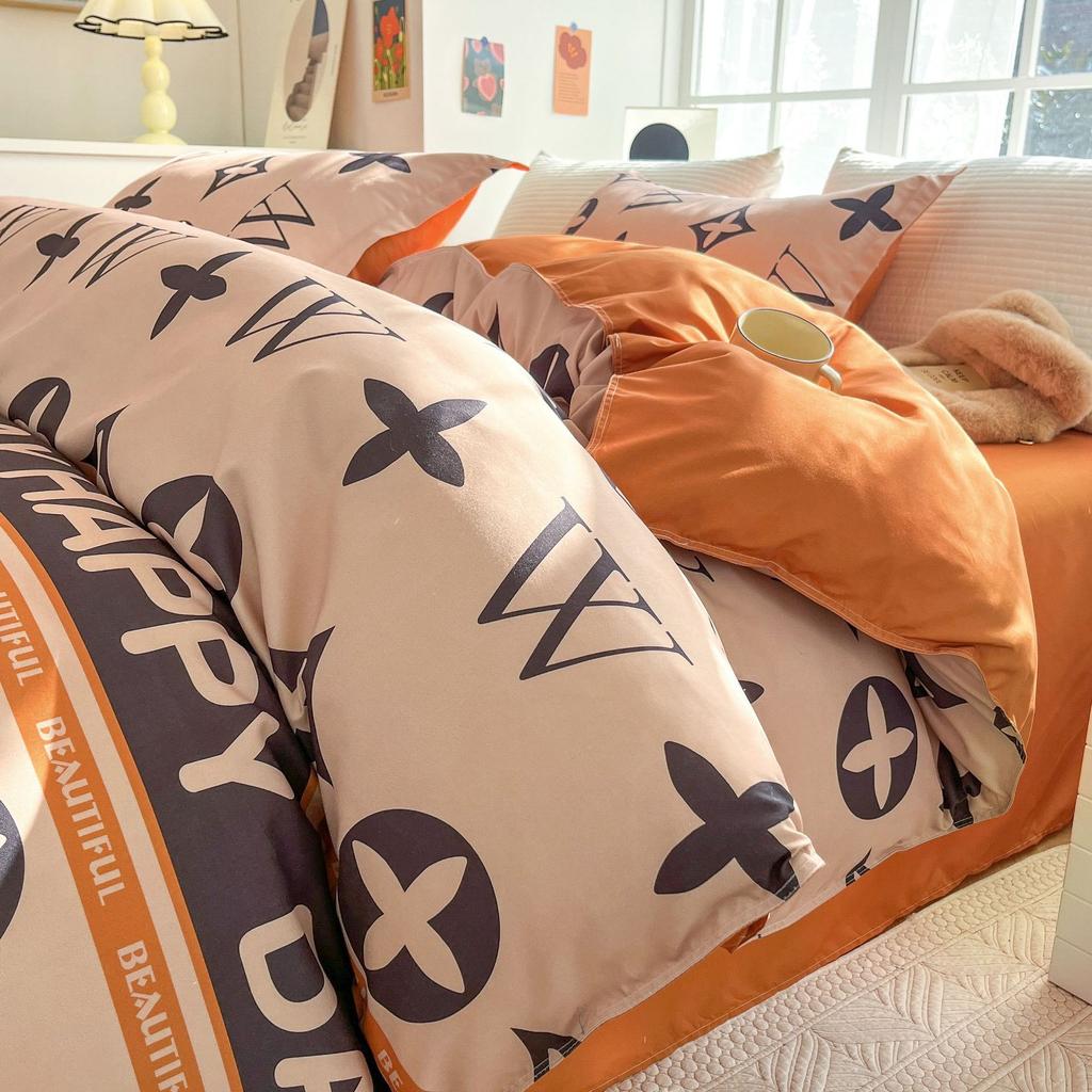 Washed Cotton 4Pcs Set, Spring And Autumn 1.8M Bed Sheet Double Quilt Set 3Pcs Home Textile