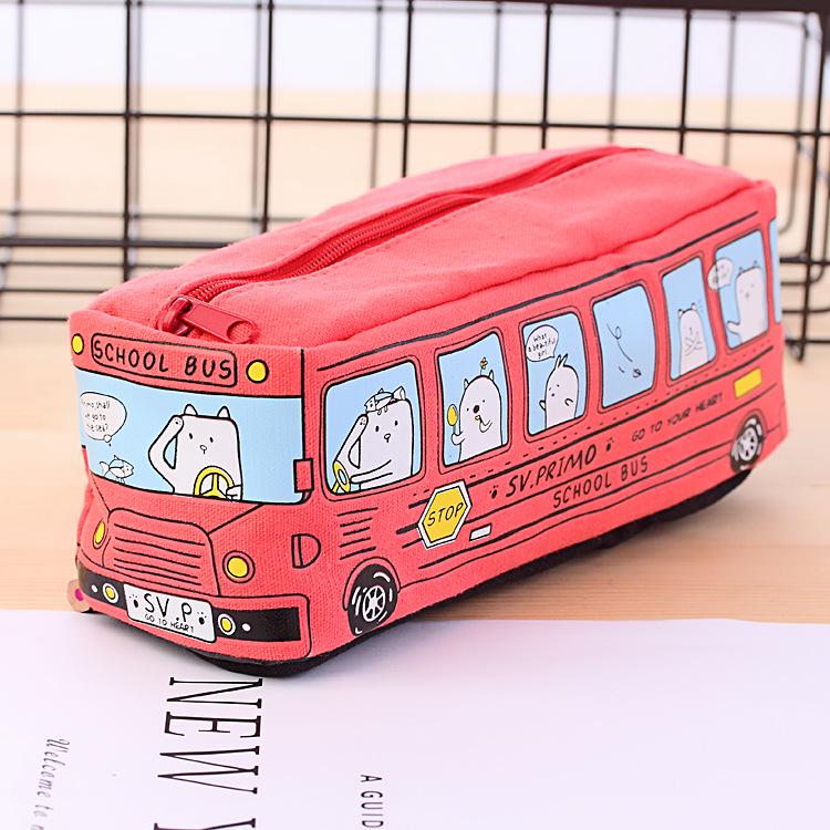 Korean Creative Cartoon Bus Pencil Case - Large Capacity for Students