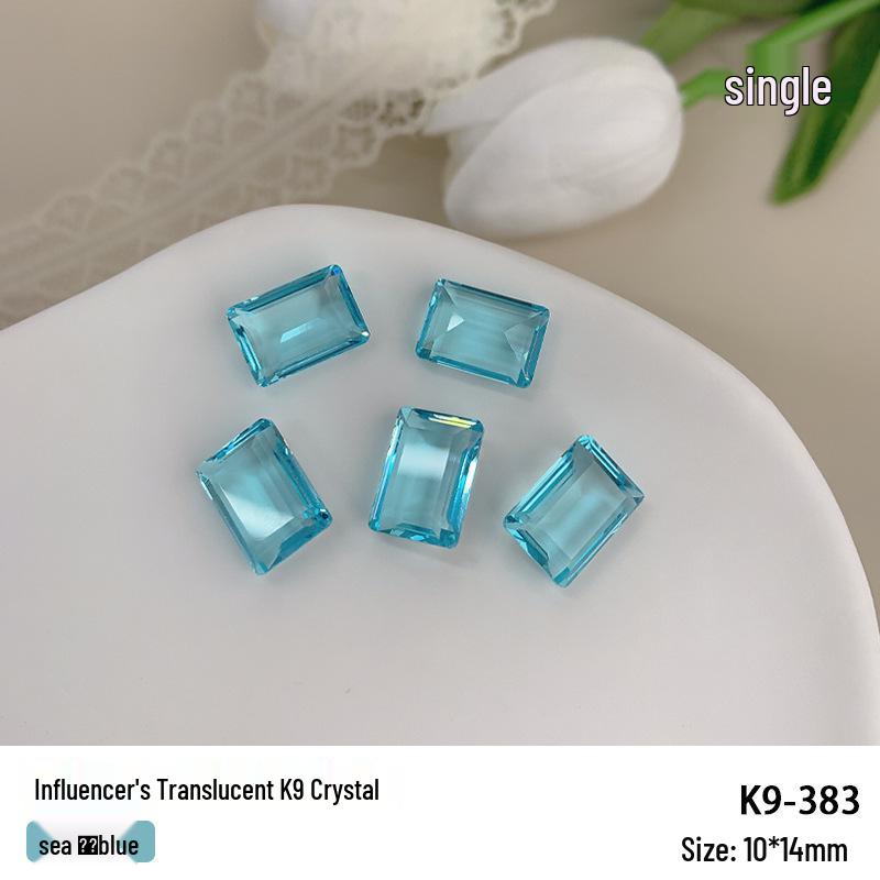 K9 Ice Olive Green & Sea Blue Gem Nail Decorations - Pointed Tip Diamonds