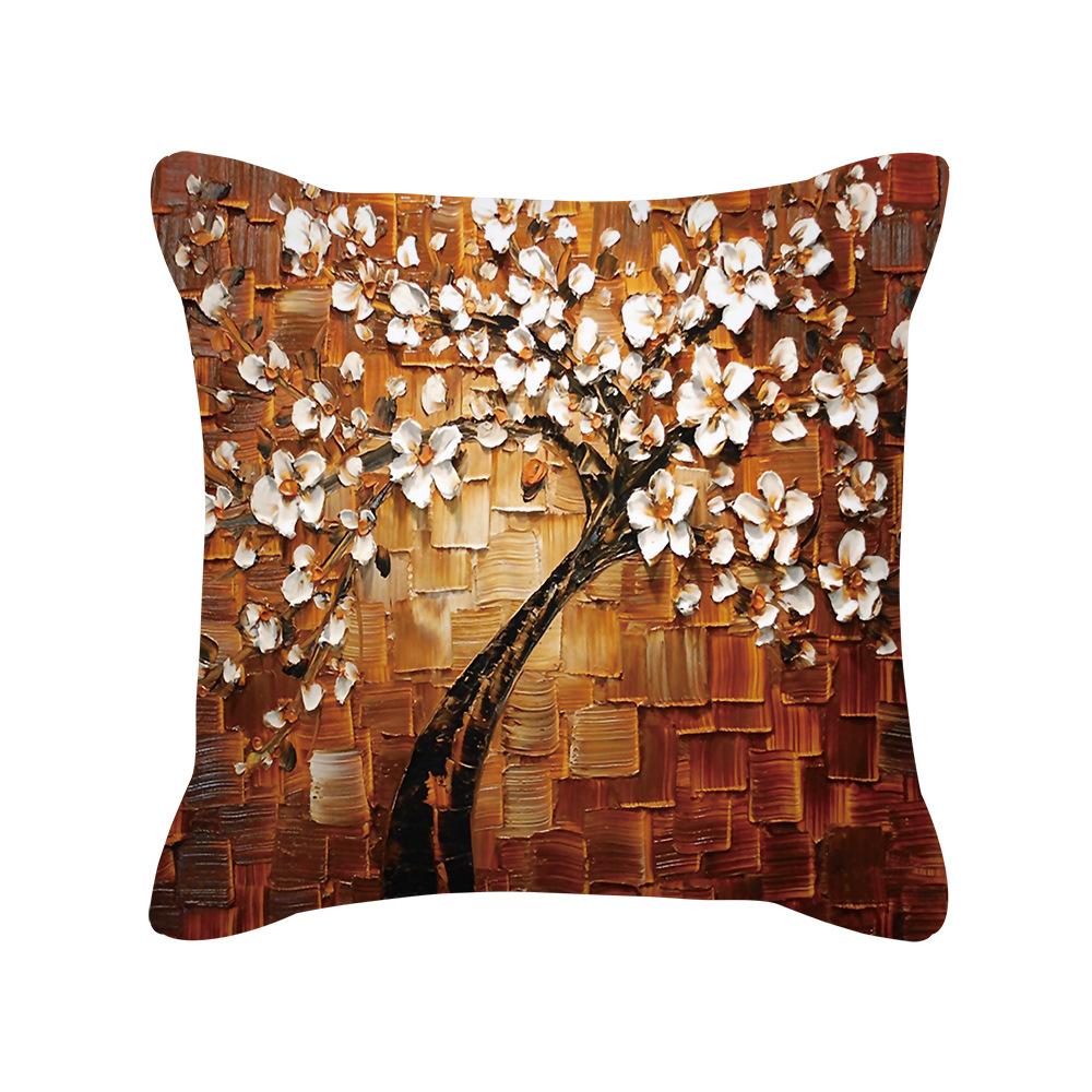 

Ins Nordic Oil Painting Color Tree Sofa Pillow Cover Cushion Cushion Cover New Household Products 45 * 45cm
