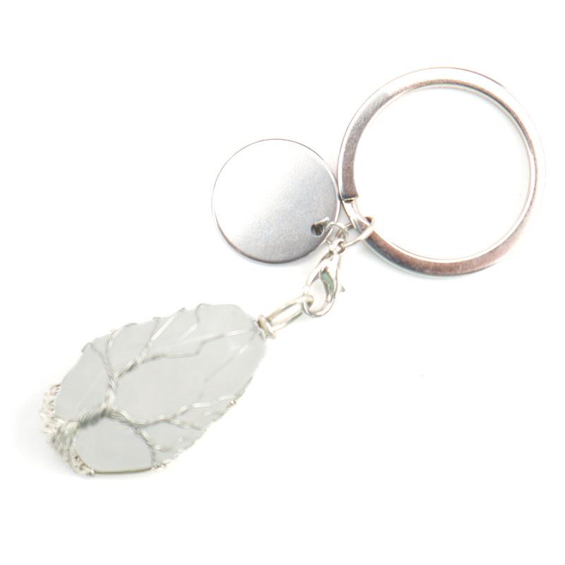 Hand-Wound Natural Stone Crystal Octahedron Keychain Keychain Bag Pendant K15