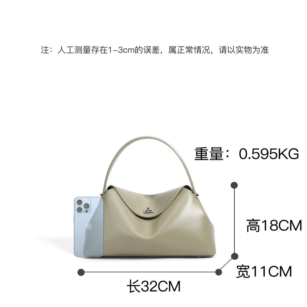 Designer genuine leather handbag, large capacity, simple and elegant, underarm shoulder commuter bag, hand-held crossbody bag