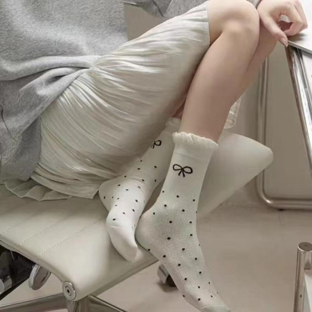 Ballet Style Tube Socks Spring/summer Mid Tube Socks Ins Bow Stacked Socks