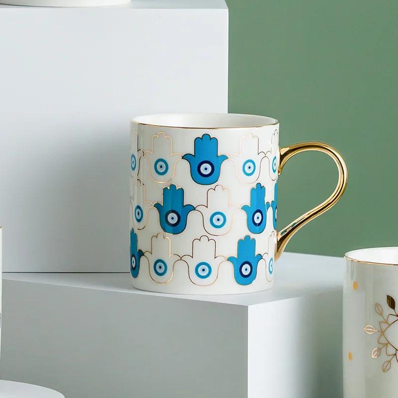 Kreative Teufelsauge Keramik Kaffeetasse Luxus Vergoldete Paartasse Haushalt Trinkteetasse Frühstück Dessert Milchbecher Geschenk