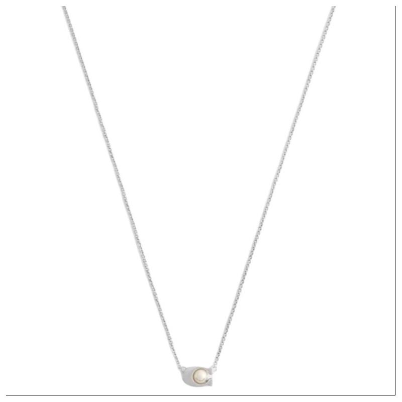 COACH Brand logo design brass necklace women s silver