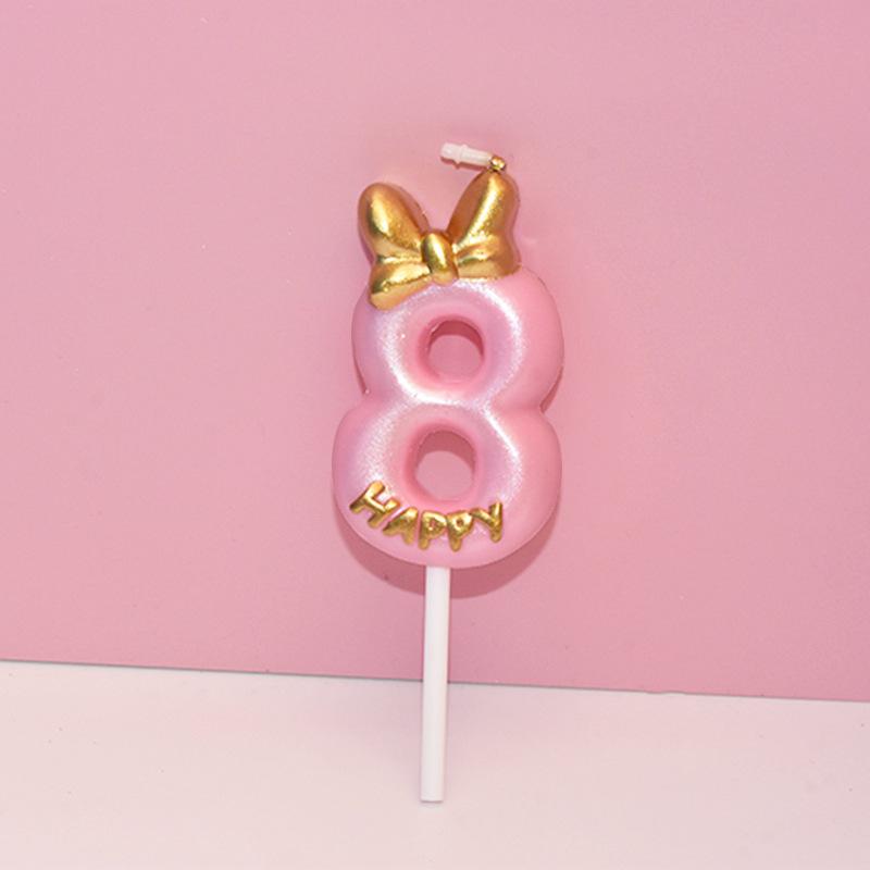 

Розовая свеча на день рождения, 0-9 номеров, топпер для торта, свечи для детей, для маленьких девочек, украшения для первого дня рождения, принадлежности, инструменты для выпечки своими руками