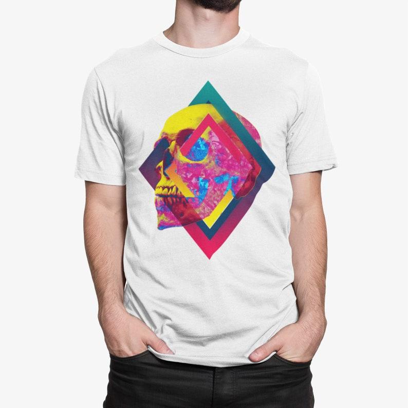 Colorful Abstract Skull Art Casual TShirt Mens and Womens Luxury Brand Top