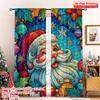 2pcs 2D Flat Printing Merry Christmas Curtain Father Christmas Versatile Fabric Without Electricity Festive Wall Decor Perfect