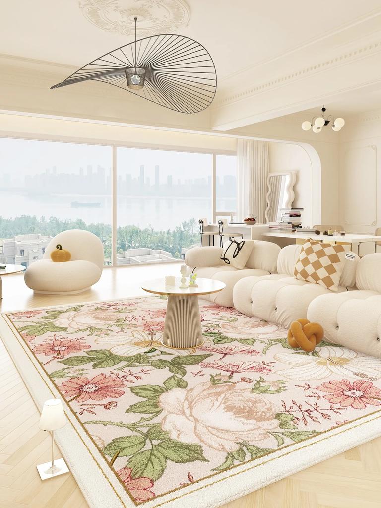 Alfombra de Sala de Estar Arte Hermosa Alfombra Floral Cómoda Suave Alfombra de Dormitorio Decoración de Habitación de Niña Guardarropa Alfombra para el Hogar