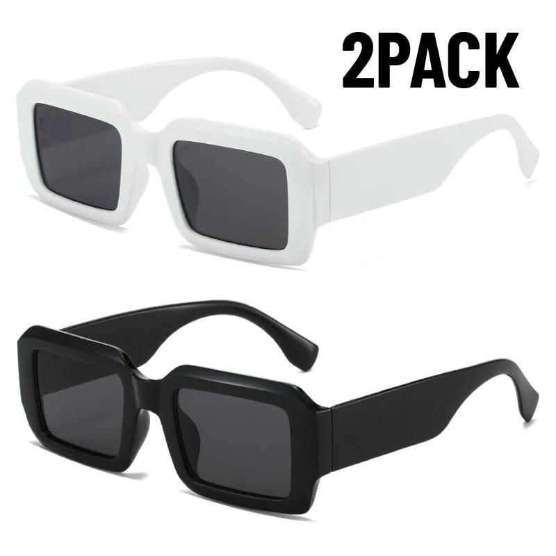 2PACK Latest Year Gift Classic Square Women Shades UV400 Protection Sunglasses Stylish Contrast Color Eye Wear Men Stylishing Punk Sun Glasses