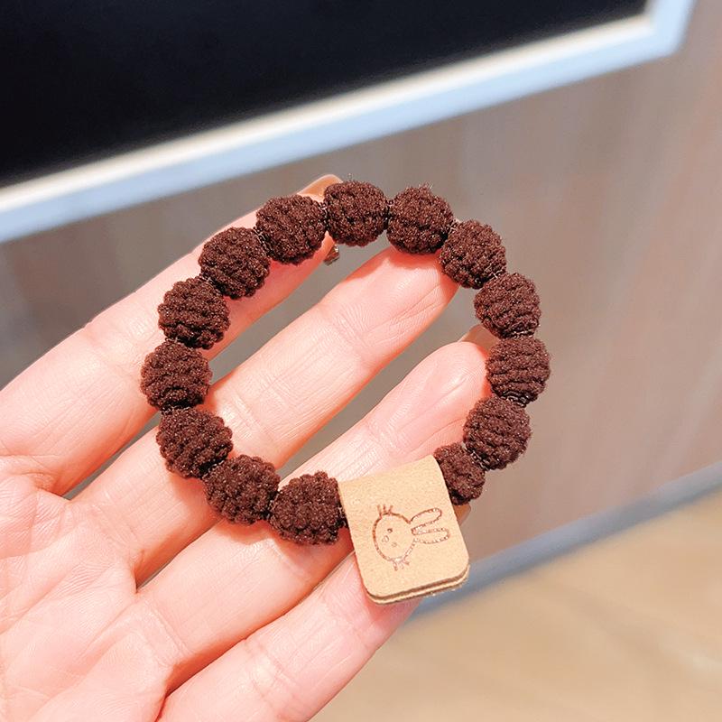 Elastic Milk Coffee Hair Tie: Durable, High-End Ponytail & Headband for Women