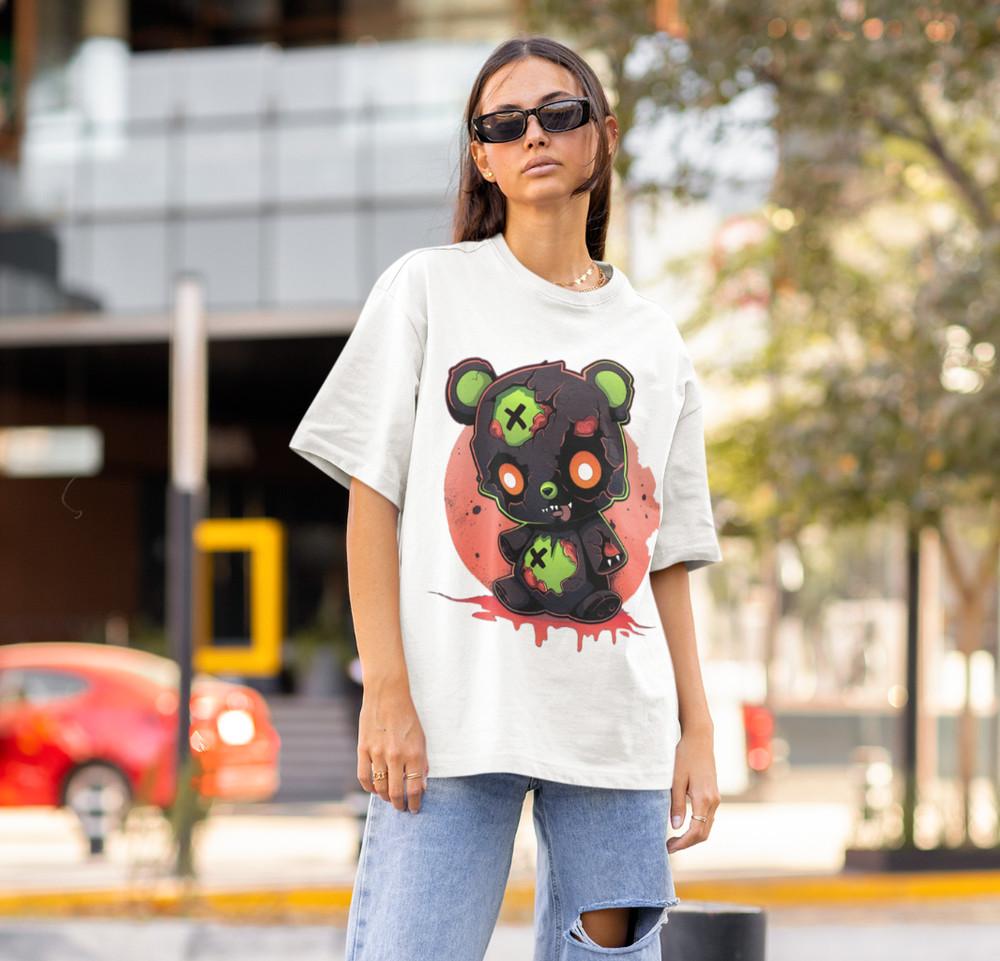 

Женская футболка Hello Kitty Horror Bears Хэллоуин Уличная одежда Био Оверсайз 4XL