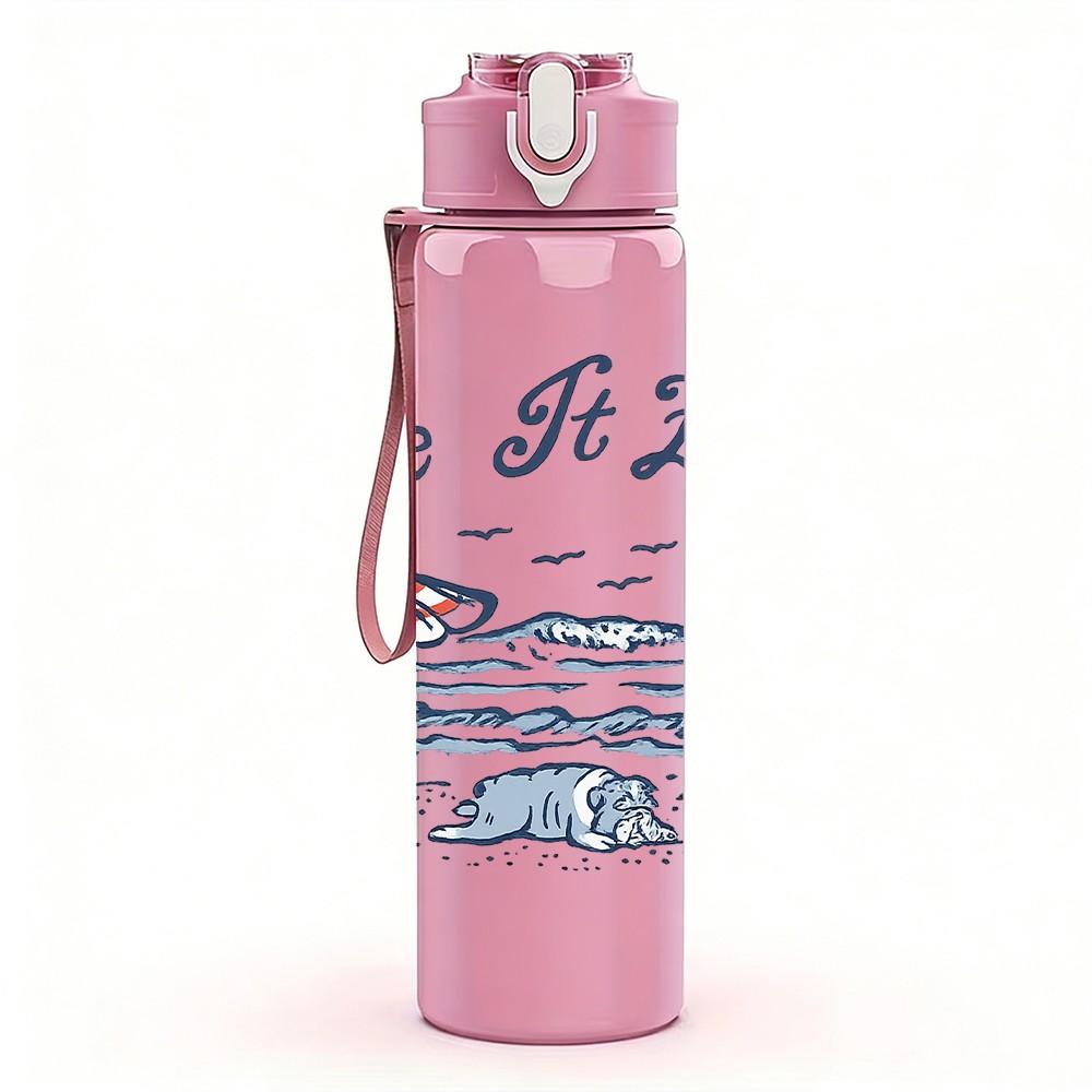 1PC Take It Easy Sea Boat Retro Print 750ml Color Plastic Sports Water Bottle Leakproof Flip Straw Lid Suitable for Sports Office Home Use