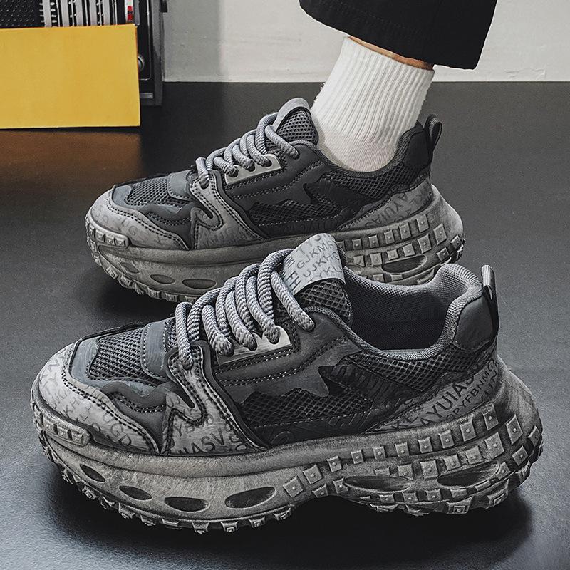 Mesh platform sneakers men's summer 2025 new breathable casual teen dad shoes wipe old running shoes