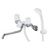 SANEI Two-Valve Shower Mixer Tap, 1.6m Hose Length, Water-Saving, Suitable for Both Normal and Cold Climates, Bathroom Faucet, Silver, Made In Japan,