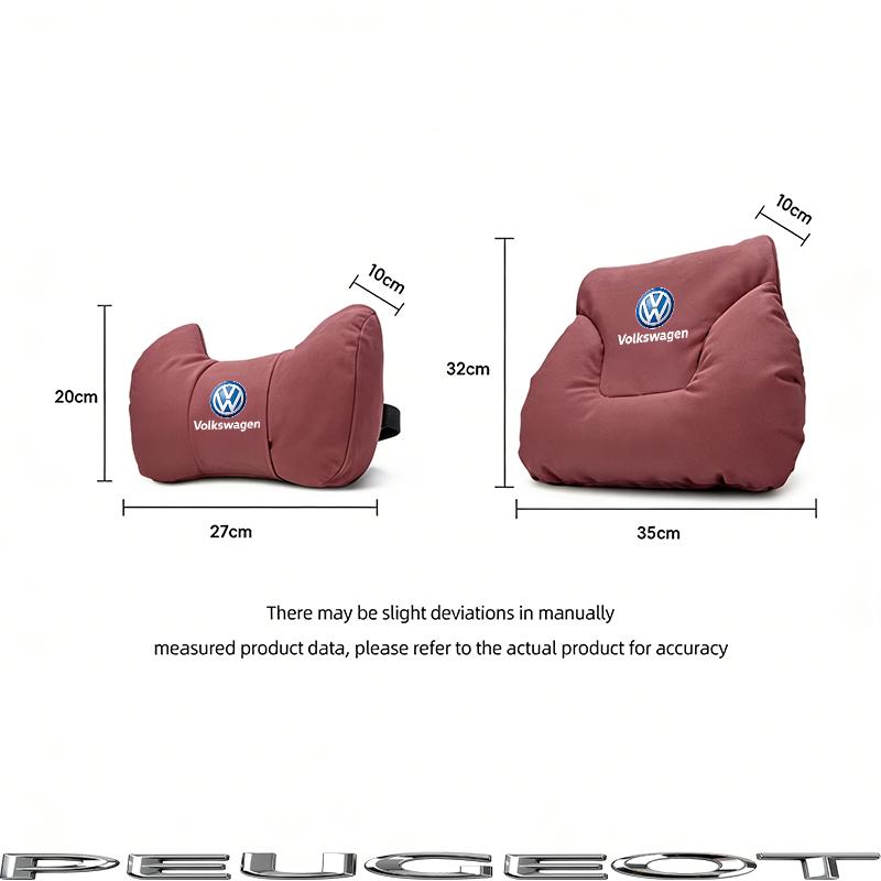 Car Seat Soft Headrest Suede Neck Pillow Waist Cushioning For VW GTI Polo Golf Passat MK678 Tiguan Arteon CC Taigo T-ROC Hub Cap