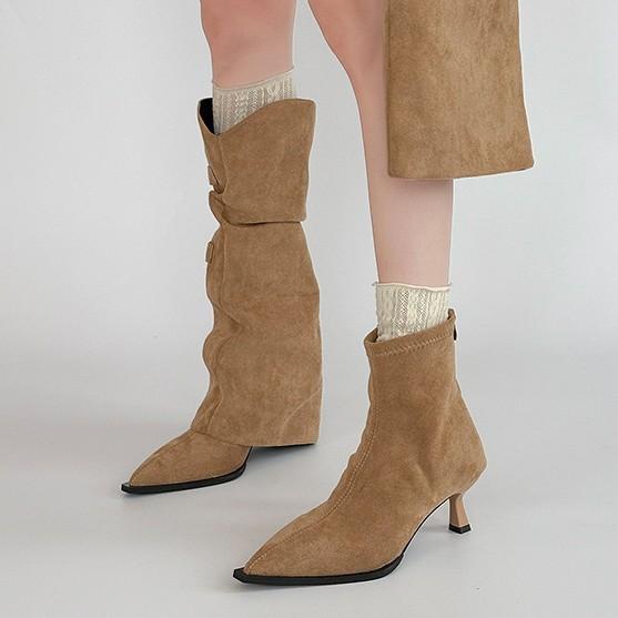 Mode Stamm Retro Design Sinn Gürtelschnalle Spitzhose Stiefel Damen 2025 Herbst und Winter neu dünner Absatz hoher Absatz Stiefel