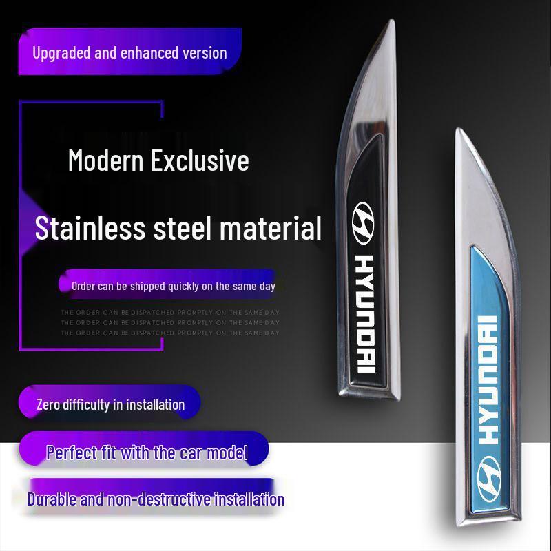 Hyundai Reina Metal Bright Side Fender Decal – Custom Car Logo Decoration
