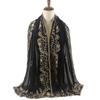 Black Embroidered Headscarf Wrap Shawl Women Indonesian Malay Style Modest Fashion Accessory