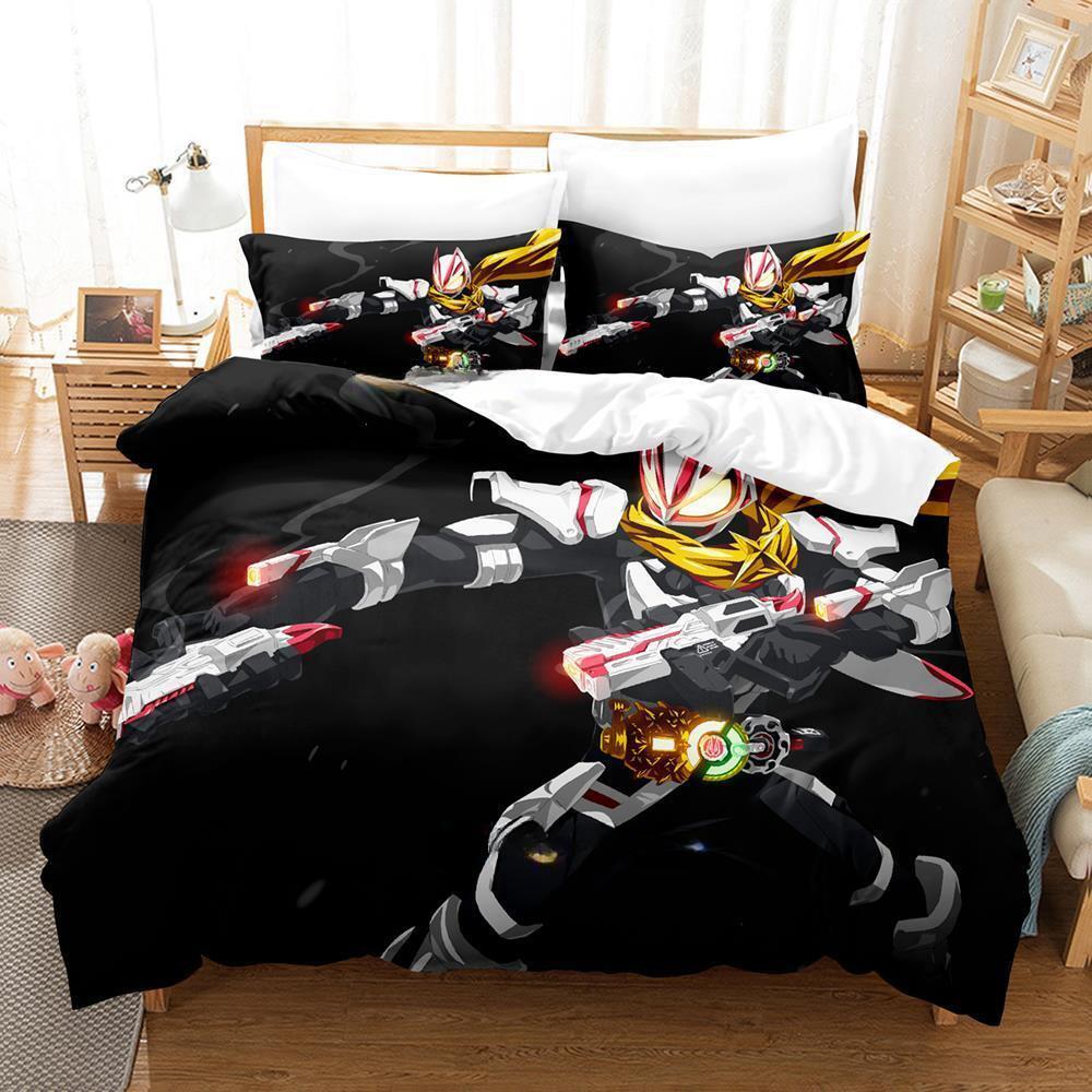 Kamen Rider Geats Bettwäsche-Set, Einzelbett, Doppelbett, Queensize-Bett, Kingsize-Bett, Schlafzimmer für Erwachsene und Kinder, Bettbezug-Set, 3D-Anime-Bettlaken-Set