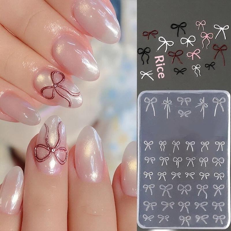 Ribbon Bowknot Nail Silicone Mold Relief Design Nail Art Mold Decoration 3D Accessories Diy Transfer Template Nail Art Tools