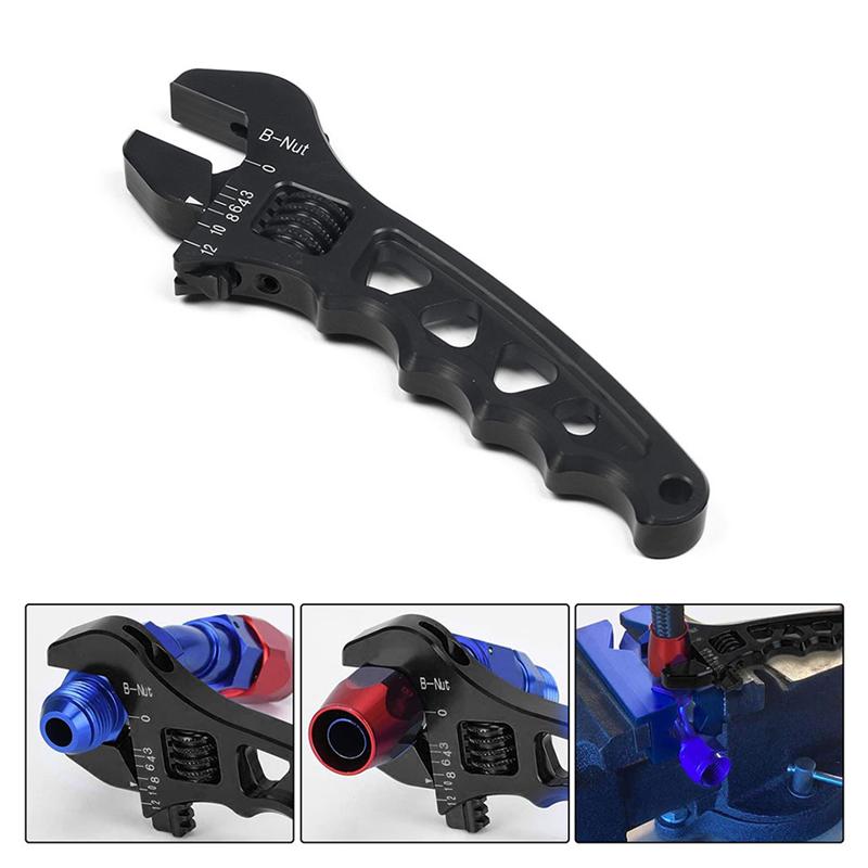 Adjustable An 3 4 6 8 10 12 Aluminum WRENCH HOSE Spare Parts Fitting Tool Aluminum Spanner Hose Fitting Tool Spanner Black