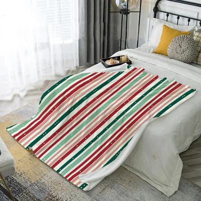 Striped Pattern Blanket Microfiber Flannel Cover Blanket Bedroom Living Room Sofa Soft And Comfortable Home Decoration