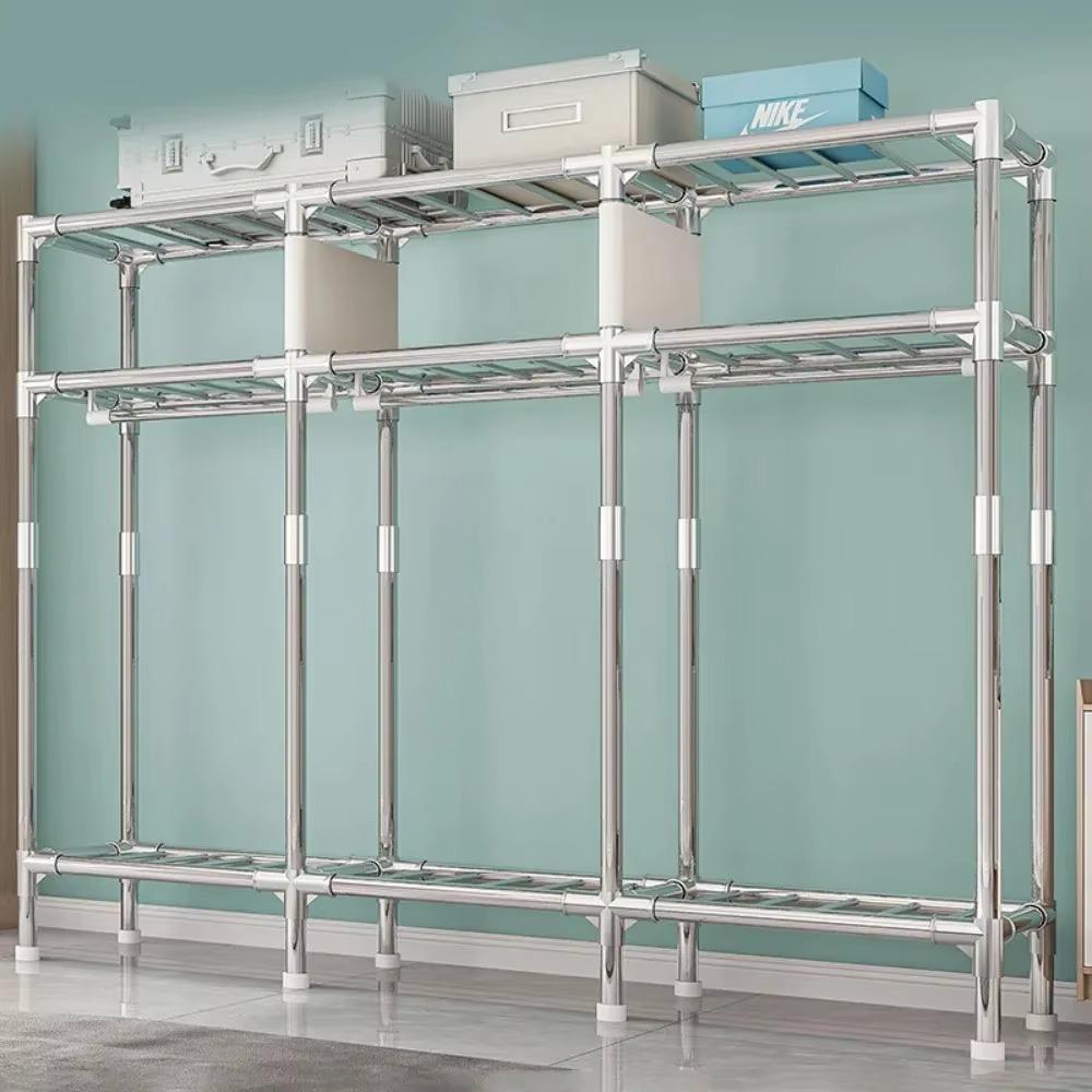 Simple Wardrobe Assembled Steel Multilayer Save Space Household Storage Rack Detachable High-capacity Dustproof Home Furniture