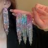 Elegant Rhinestone Tassel Sterling Silver Earrings - Colorful, Individual, Luxurious, High-End Design for Women