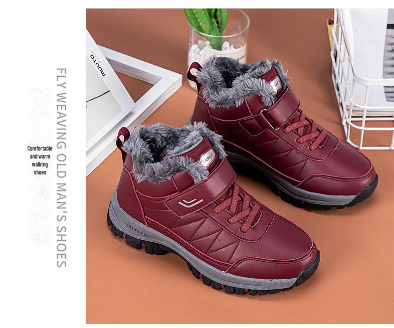 Large Size 48 Elderly Non-Slip Cotton Snow Shoes: Velvet-Lined Walking Shoes for Men and Women