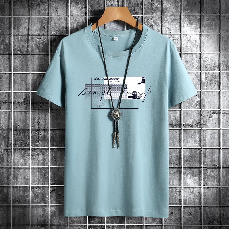 Sommer Herren Rundhals Baumwolle Kurzarm Mode Bedrucktes Casual Herren Lose Sport T-Shirt