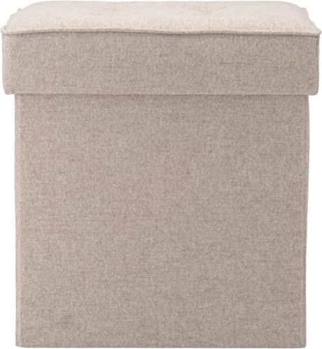 Fuji Boeki Dino Storage Stool, Folding, 38cm Wide x 38cm Deep x 40cm High, Beige, 80kg Weight Capacity, Fabric, 85846
