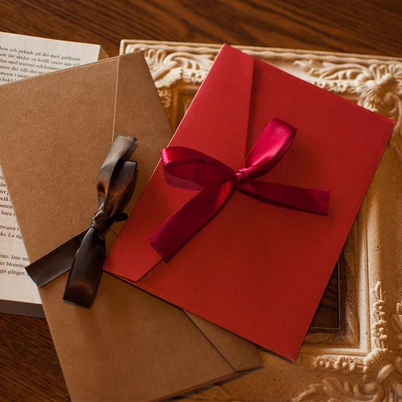 5pcs Colorful Ribbons Envelopes Kawaii Bowknot Letter Pads Cover Wedding Party Invitation Cards Envelopes School Office Supplies