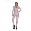 Sexy ženy Catsuit z umělé kůže PVC Latex Body Přední Zip Otevřený Rozkrok Kombinézy Stretch Bodystocking Erotické kostýmy
