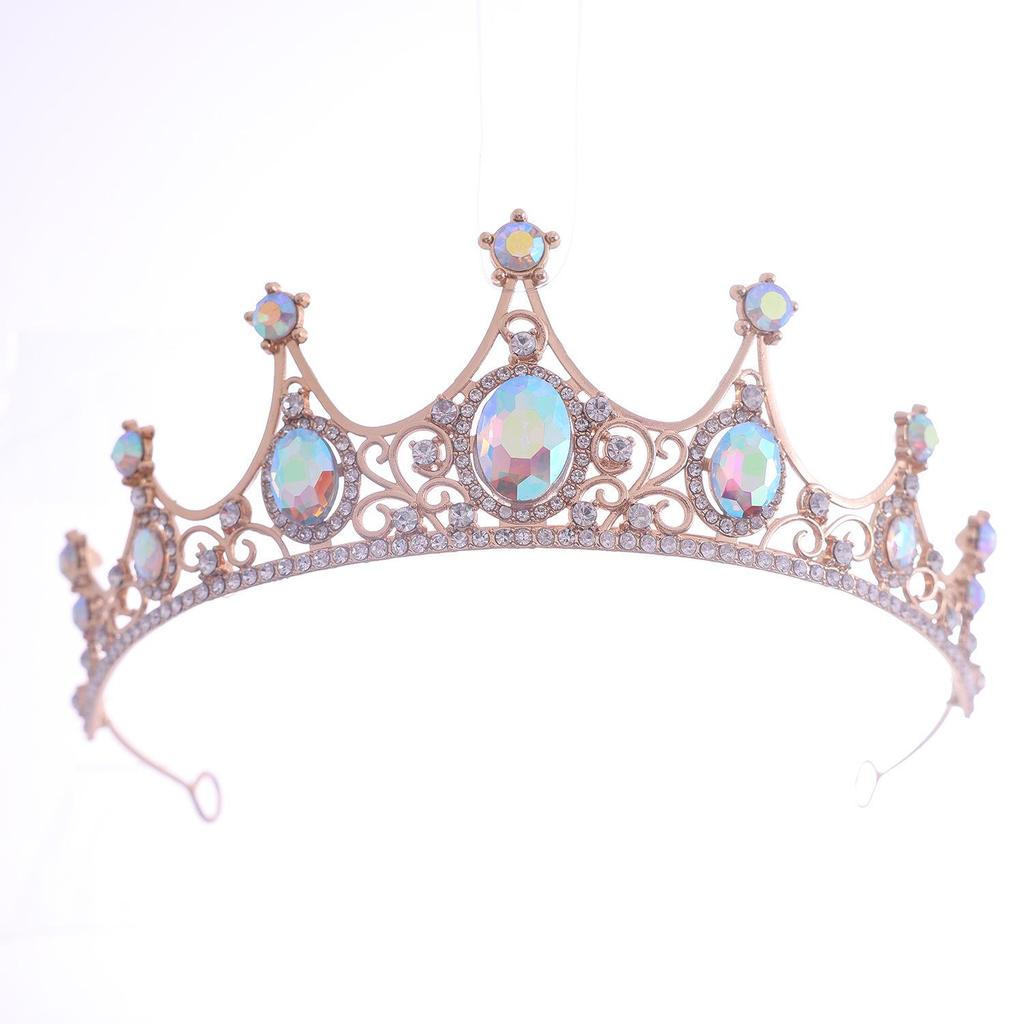 Elegant Green Diamond Baroque Bridal Tiara, Noble Crystal Princess Crown for Birthdays.