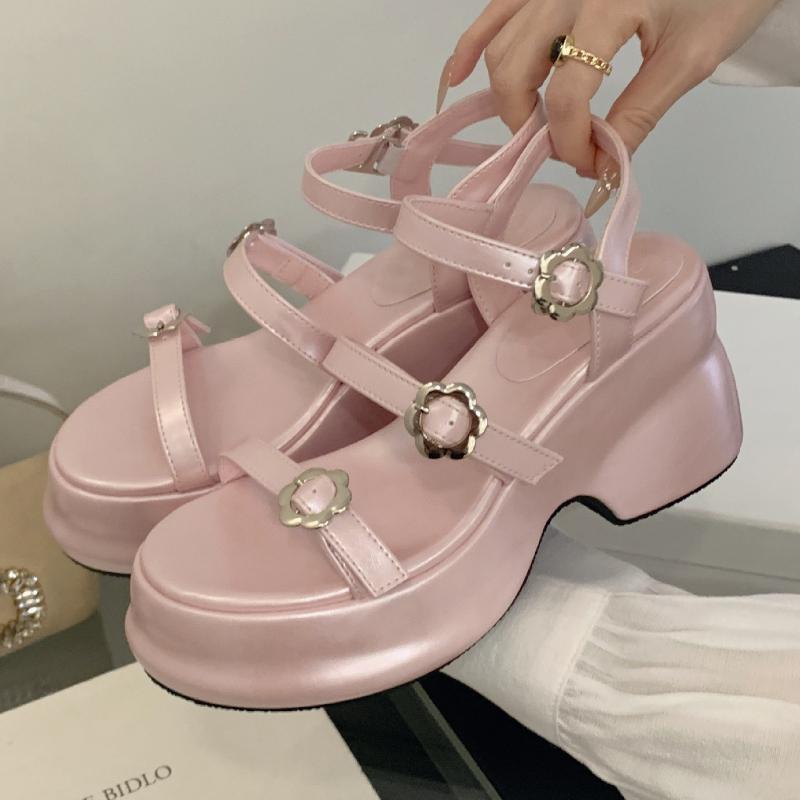 Vintage Narrow Strap Platform Women Sandals Elegant Open Toe Party Women's Designer Shoes Sexy Backless Buckle Women High Heels